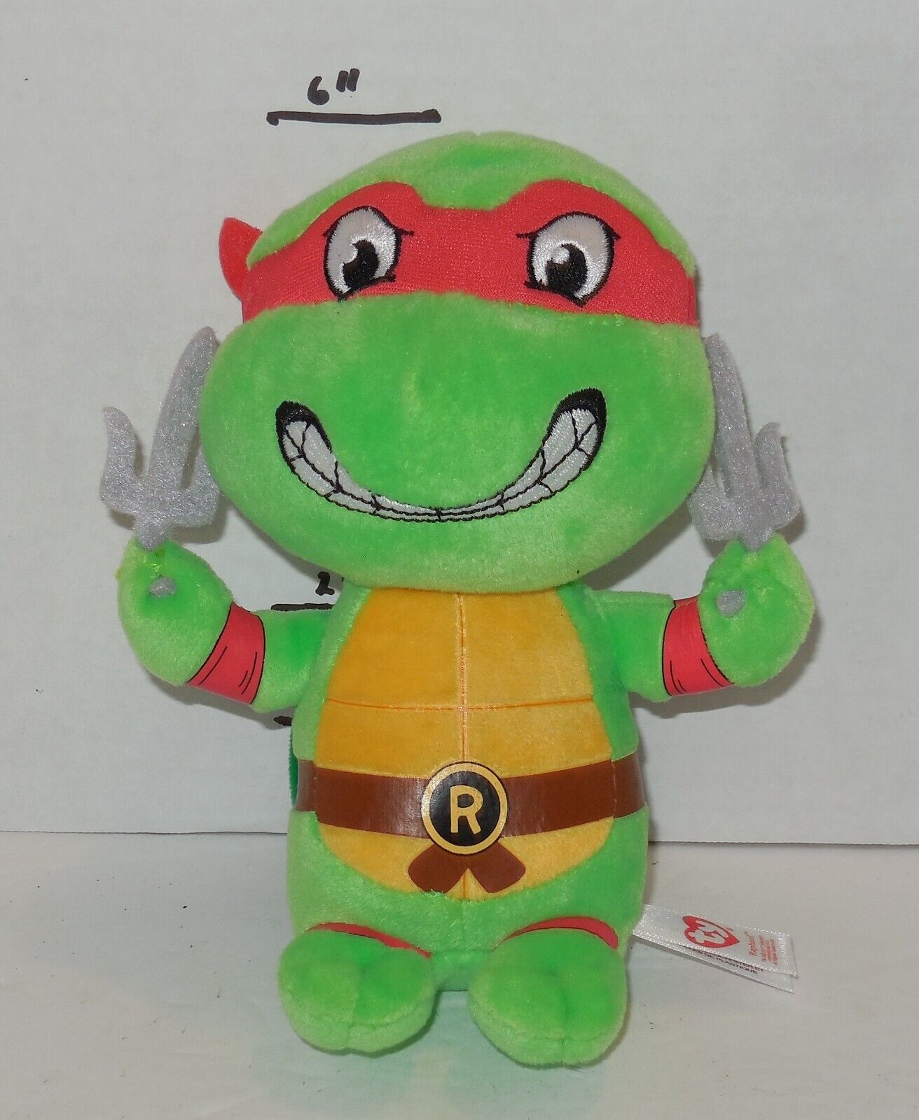 Ty Raphael 6&quot; Beanie Babies baby plush toy Green Red TMNT Teenage Mutant... - $9.75