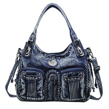 Luxury Denim Jean Bag Women Handbag Female Multiple Pockets Shoulder Crossbody B - £92.28 GBP