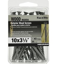 Hillman 42607 Fas-N-Tite Exterior Gray Coated Wood Screws #10 x 3-1/2&quot;, ... - £16.28 GBP