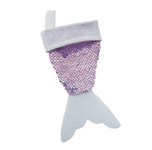 NEW Mermaid Reverse Flip Sequin Christmas Stocking 6.75 inches felt white - $4.95