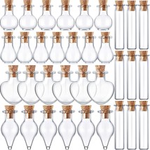 50 Pieces Mini Jars With Cork Stoppers Tiny Cork Glass Bottles, Geometric Shape - £31.26 GBP