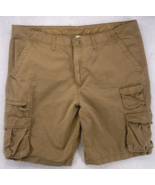 Faded Glory Cargo Shorts Men&#39;s Size 42 Tan Flat Front Multi-Pocket Cotto... - $14.84