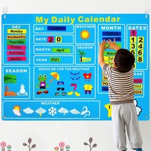 My First Daily Calendar Felt-Board For Kids 3.5Ft 70Pcs All About Today Funky Fr - £31.96 GBP