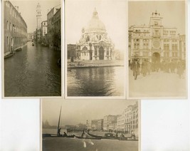  4 Venice Photos 1930&#39;s Gondolas Canals Santa Maria Della Salute Clock Tower  - $17.82