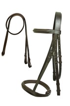 English Horse Brown Leather All-Purpose Raised Eventing Sidepull Bridle ... - $49.49