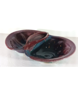 Studio Art Pottery LARGE DOUBLE SERVING BOWL Burgundy Turquoise Approx 1... - $46.90 CAD