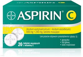 Aspirin C With Vitamin C by Bayer 20 Tablets Pain Reliever Fever Cold He... - $27.85