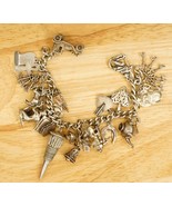 Estate Jewelry 925 Sterling Silver 24 Charm Bracelet Keys Teapot Train C... - £356.95 GBP