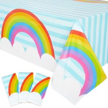 3 Pack Pastel Rainbow Tablecloth For Cloud Birthday Party Decorations, 5... - £15.97 GBP