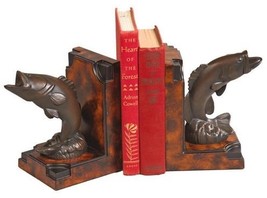 Bookends Bookend TRADITIONAL Lodge Every Bass Fishermans Delight Jumping... - $269.00