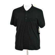 Saks Fifth Avenue Polo Golf Shirt Mens Medium Ice Cotton Black Slim Fit Pocket - $49.99