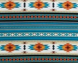Cotton Southwest Tucson Metallic Aztec Turquoise Fabric Print by Yard D4... - $12.95