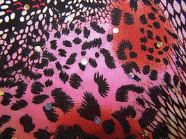 Pink Rust Hologram Sequin Dot Leopard Animal Lycra Stretch Fabric 1 yard 18 in - £28.77 GBP