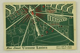 Vintage Advertising Postcard Max Loew&#39;s Viennese Lantern Nyc Restaurant 79th St - £7.88 GBP