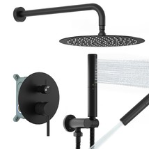 Shower System With 10 Inch Round Rain Shower Head And Handheld Wall Mounted, Hig - £162.44 GBP