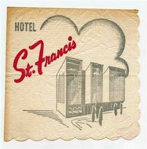 Hotel St Francis Cocktail Napkin San Francisco California 1950's - $11.88