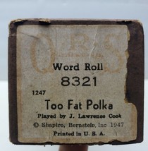Qrs Word Player Piano Autograph Roll Too Fat Polka 8321 J L Cook Nice Usa Euc - £9.54 GBP