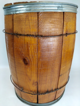 Sealed Wooden Barrel Nail Keg 18&quot; Prim Rustic Farm Country Store Metal Band - £78.44 GBP