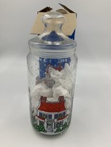Dunkin Donuts Store Christmas Glass Munchkin Canister with Box Vintage - $14.00