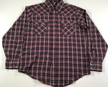 Vintage Levi&#39;s Western Camicia Uomo L Blu Rosso Plaid Perla Bottoni Mani... - $27.68