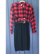 Vintage RJ Stevens Petites Red Black Plaid Top Dress Size 10 P Dark Acad... - $20.79