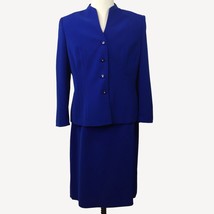 Vintage Le Suit Women Skirt Jacket Set Navy Blue Work Office Formal Size 16 - £62.75 GBP