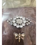 Clear Rhinestones Dragonfly Butterfly And  Oblong Pins Brooches Vintage ... - $461.52 MXN