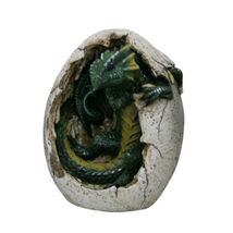 Green Dragon Hatchling in Egg Casing Statue Figurine 4.75 Inch Resin - $22.98