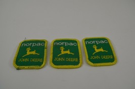 John Deere Patch Lot of 3 Norpac Deer Logo Green Yellow Vtg 2 x 2.25&quot; Unsewn - £26.45 GBP