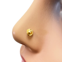 22ct Yellow Gold Plain High Polished Diamond Cut Rose Nose Stud/Pin 4.5mm Length - £75.74 GBP