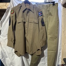 VTG WW2 US Army Enlisted Dress Uniform Shirt &amp; Pants 21st Corps Master SGT - £85.68 GBP