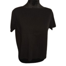 Eileen Fisher Women&#39;s Size Medium Black 100% Wool Short Sleeved Sweater - £18.36 GBP