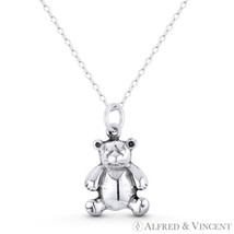 Pot Belly Teddy Bear Children&#39;s Toy Charm Oxidized .925 Sterling Silver Pendant - £15.02 GBP+