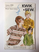 Kwik Sew 430 Size 8-14 Boys&#39; Sport Shirt - $12.86