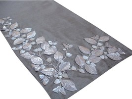 Butterfly - Silk Dupioni Silver Beige, Silver, Ivory Decorative Table Ru... - £37.33 GBP+