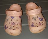 CROCS CLASSIC CLOGS SHOES PINK With BUTTERFLIES CHILD Size 6 - £12.04 GBP