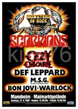 OZZY Osbourne SCORPIONS 1986 22 x 30 BORDERED MONSTERS OF ROCK RP Concer... - $45.00