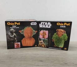 Star Wars Ewok &amp; Yoda Chia Pets With Seed Pack Pottery Planter - Set of 2 - £23.34 GBP