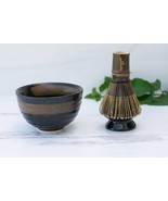 Dark Brown Ceramic Matcha Set - Japanese Matcha Bowl, Bamboo Matcha Whis... - $19.99