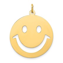 14K Yellow Gold Smiley Face Charm Pendant Jewelry 30mm x 25mm - £178.80 GBP