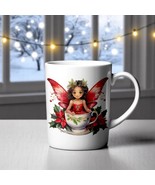 Christmas Fairy Mug – Poinsettia Teacup Design – 11oz/15oz Holiday Gift - €13,49 EUR+