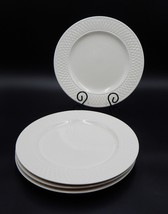 Oneida White Wicker Basket Weave Dinner Plates Stoneware 11 Inch Set of 4 - $24.99