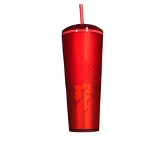 Starbucks 2022 Valentine Red Soft Matte Tumbler Limited Edition Dome Top Hearts - £23.08 GBP
