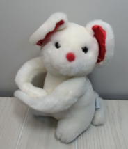 Jerry Elsner vintage plush white red hugging mouse fastening hands - £11.64 GBP