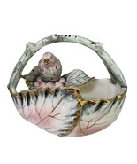 Vintage 1950s Ucagco Bird and Berries Porcelain Basket Japan - $32.41 CAD