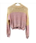 Wild Fable Cropped Open Knit Sweater Women Medium Color Block Balloon Sl... - $22.51