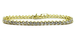 ADIRFINE 18K Gold Plated 3 Prong Setting Cubic Zirconia Tennis Bracelet - $35.09