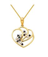 Genuine 14k Yellow Gold 0.70" Fancy CZ Heart Pendant Necklace 16" to 22" - $449.00+