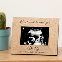 Personalised Can&#39;t Wait To Meet You Wooden Photo Frame Gift New Dad Gift Grandpa - £11.76 GBP