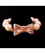 8&quot; Wedding pearl Bracelet - large ivory faux pearls - Rose gold plate Bo... - £52.21 GBP